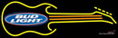 Bud Light GUITAR Yellow Orange Neon Sign  