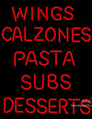Wings Calzones Pasta Neon Sign