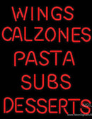 Wings Calzones Pasta Neon Sign