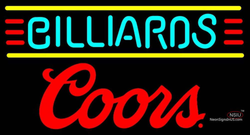 Coors Billiards Text Borders Pool Neon Beer Sign  
