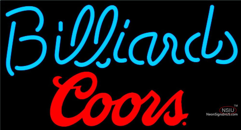 Coors Billiards Text Pool Neon Beer Sign  