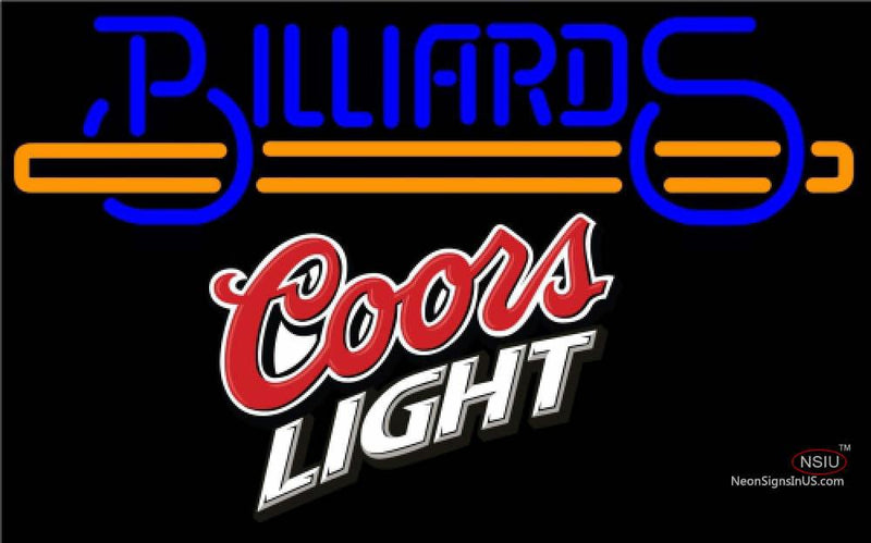 Coors Light Billiards Text With Stick Pool Neon Beer Sign  