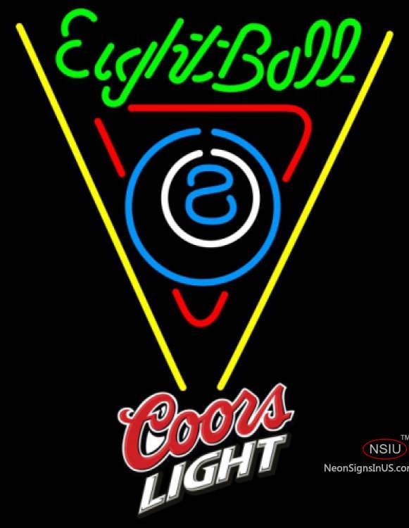 Coors Light Eight Ball Billiards Pool Neon Beer Sign  