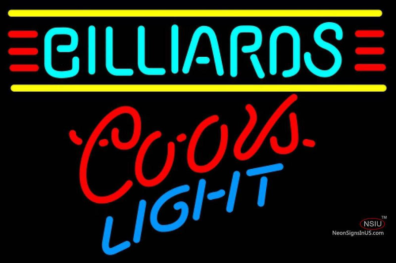 Coors Light Neon Billiards Text Borders Pool Neon Beer Sign  