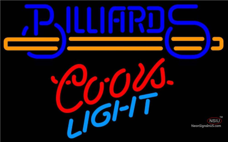 Coors Light Neon Billiards Text With Stick Pool Neon Beer Sign  