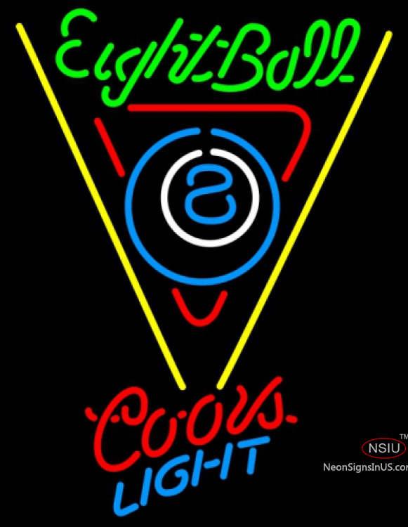 Coors Light Neon Eight Ball Billiards Pool Neon Beer Sign  