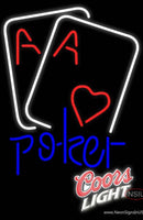 Coors Light Heart Poker Cards Neon Sign