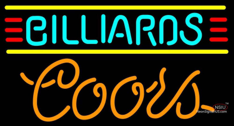Coors Neon Billiards Text Borders Pool Neon Beer Sign  