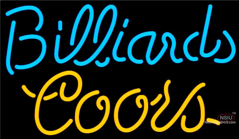 Coors Neon Billiards Text Pool Neon Beer Sign  