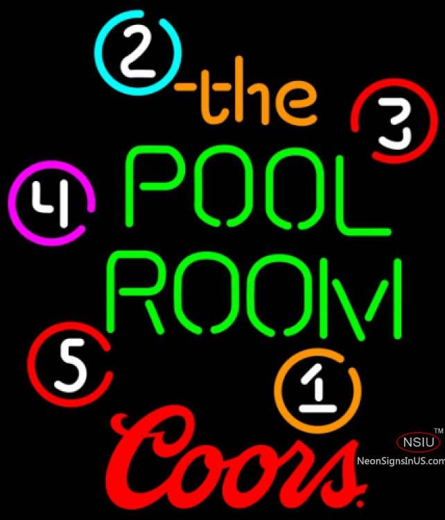 Coors Pool Room Billiards Neon Beer Sign  