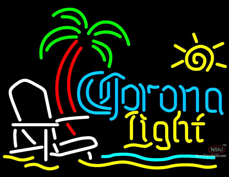 Corona Beach Light Chair And Palm Tree Neon Beer Signs