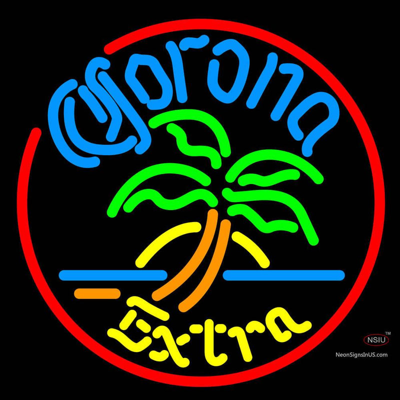 Corona Extra Circle Palm Tree Neon Beer Sign x
