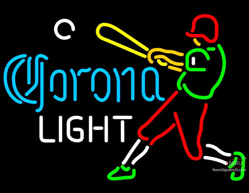 Corona Light Baseball Player Neon Beer Sign
