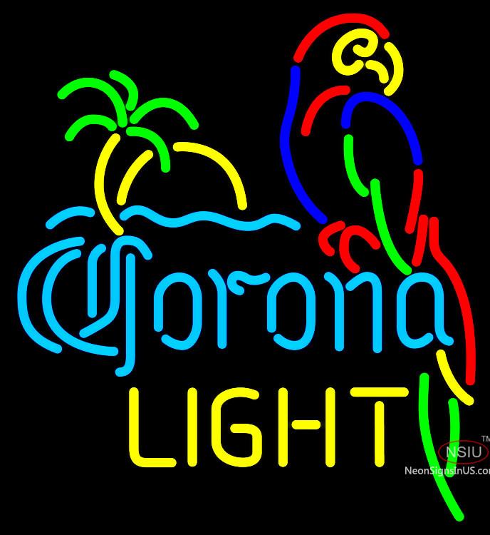 Corona Light Parrot With Palm Neon Beer Signs x