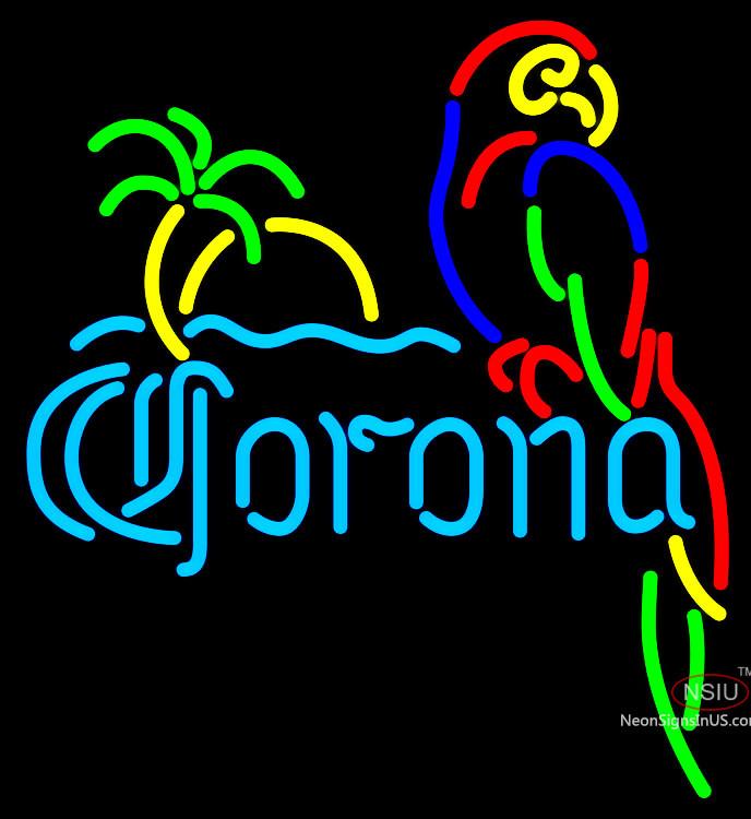 Corona Parrot With Palm Neon Beer Sign