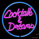 Custom Cocktails Dreams With Border Neon Sign 