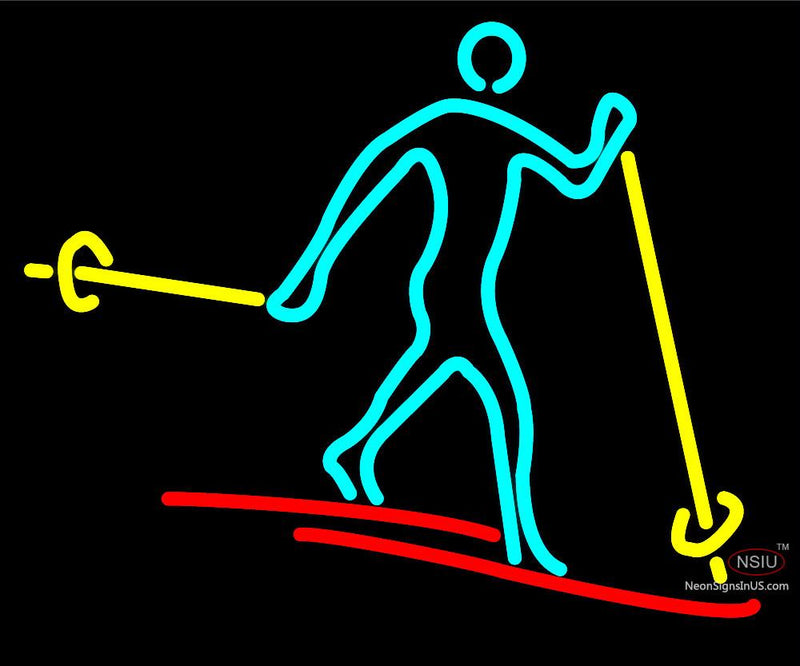 Skier Neon Sign with Logo
