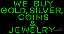Gold Silver Coins Green Neon Sign