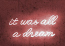 Pink It Was All A Dream Neon Sign Wall Decor Light