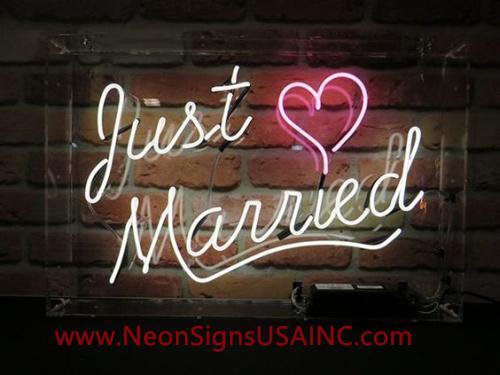 Just Married With Love Wedding Home Deco Neon Sign