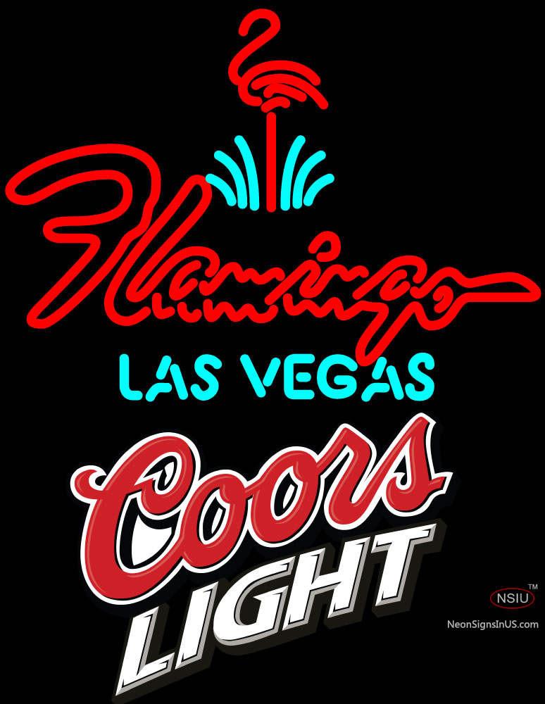 Large Flamingo Hotel Las Vegas Coors Light Logo Neon Sign