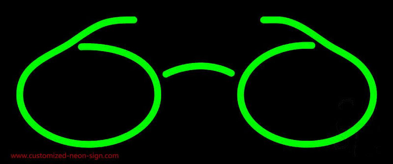 Green Glasses Logo Handmade Art Neon Sign