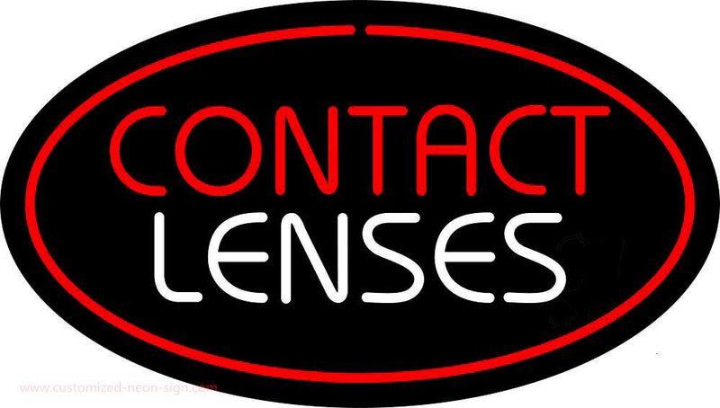 Contact Lenses Oval Red Handmade Art Neon Sign