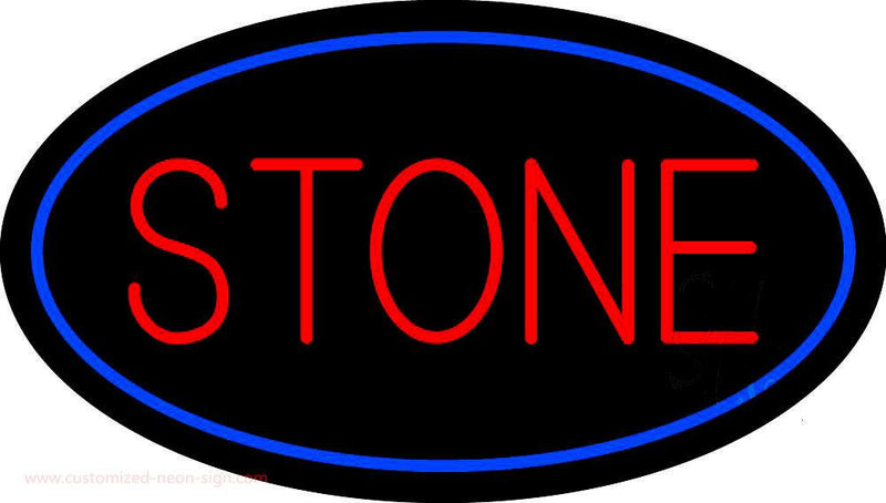 Stone Oval Blue Handmade Art Neon Sign