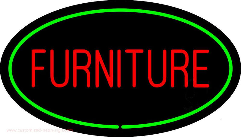 Furniture Oval Green Handmade Art Neon Sign
