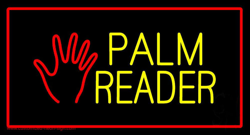 Palm Reader Logo Red Rectangle Handmade Art Neon Sign