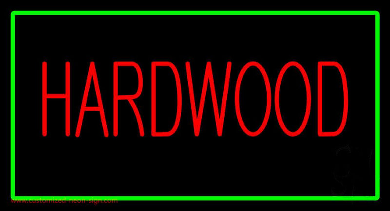 Hardwood Rectangle Green Handmade Art Neon Sign