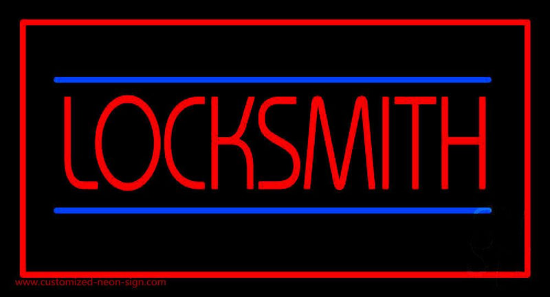 Locksmith Rectangle Red Handmade Art Neon Sign