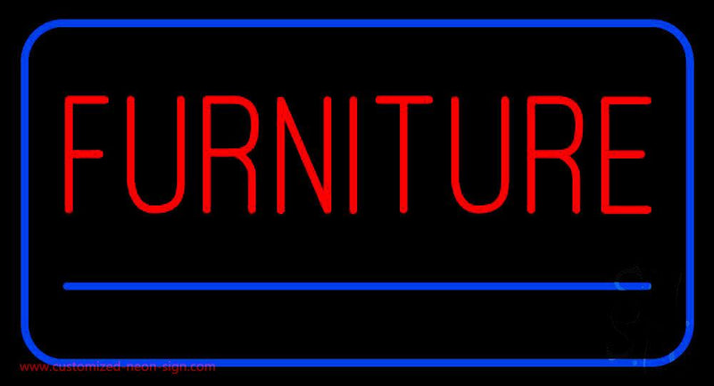 Furniture Rectangle Blue Handmade Art Neon Sign