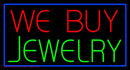 We Buy Jewelry Rectangle Blue Handmade Art Neon Sign