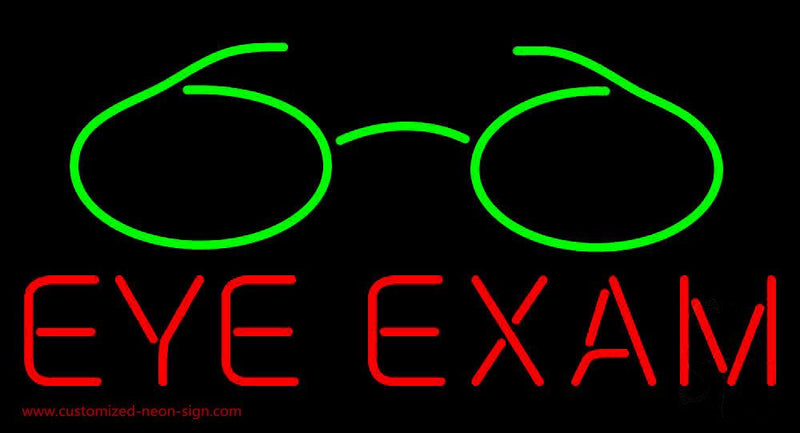 Red Eye Exam Green Glass Logo Handmade Art Neon Sign