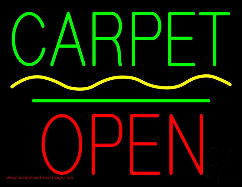 Carpet Block Open Green Line Handmade Art Neon Sign