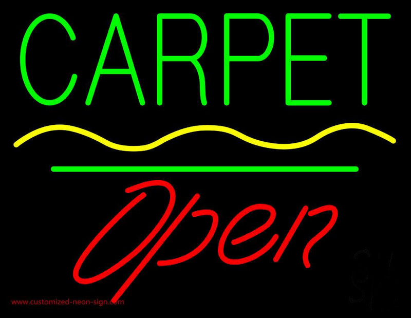 Carpet Script1 Open White Line Handmade Art Neon Sign