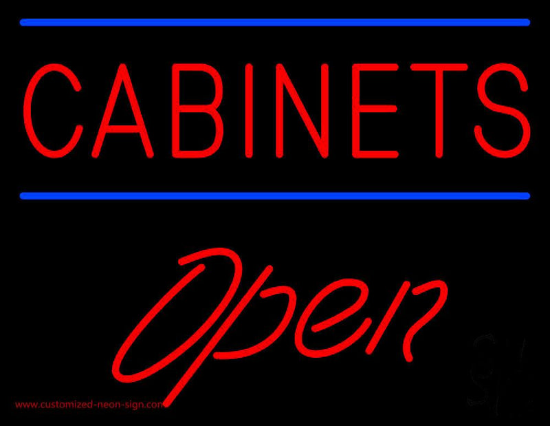 Cabinets Script1 Open Handmade Art Neon Sign