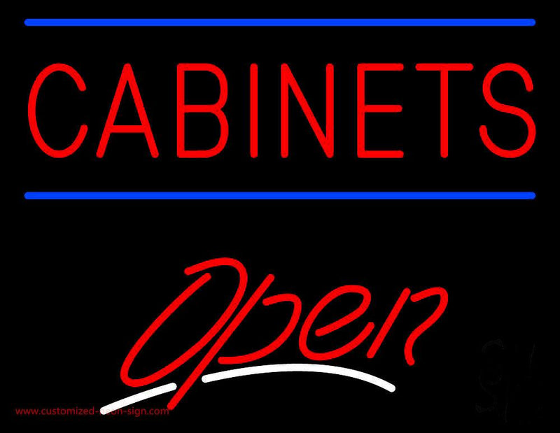 Cabinets Script2 Open Handmade Art Neon Sign