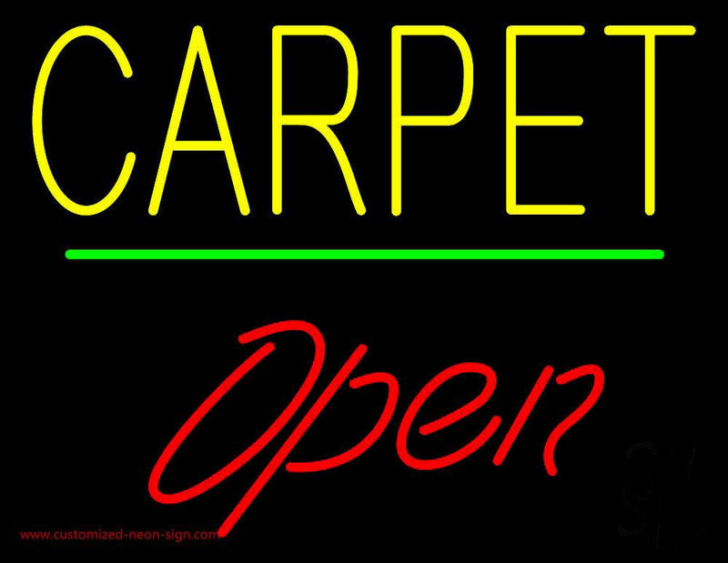 Carpet Script1 Open Green Line Handmade Art Neon Sign