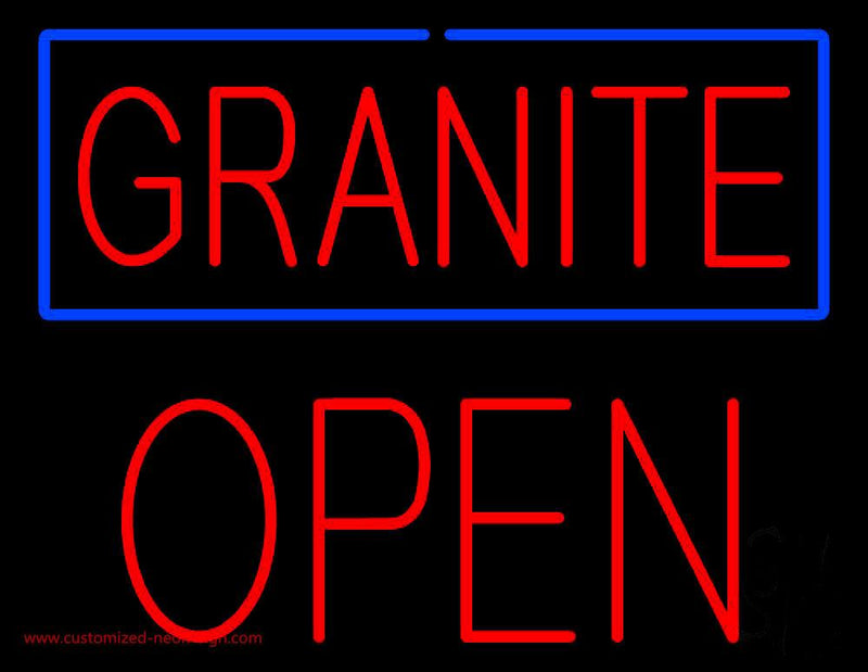 Granite Block Open Handmade Art Neon Sign