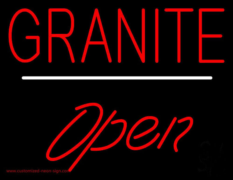 Granite Script1 Open White Line Handmade Art Neon Sign