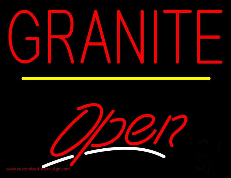 Granite Script2 Open Yellow Line Handmade Art Neon Sign