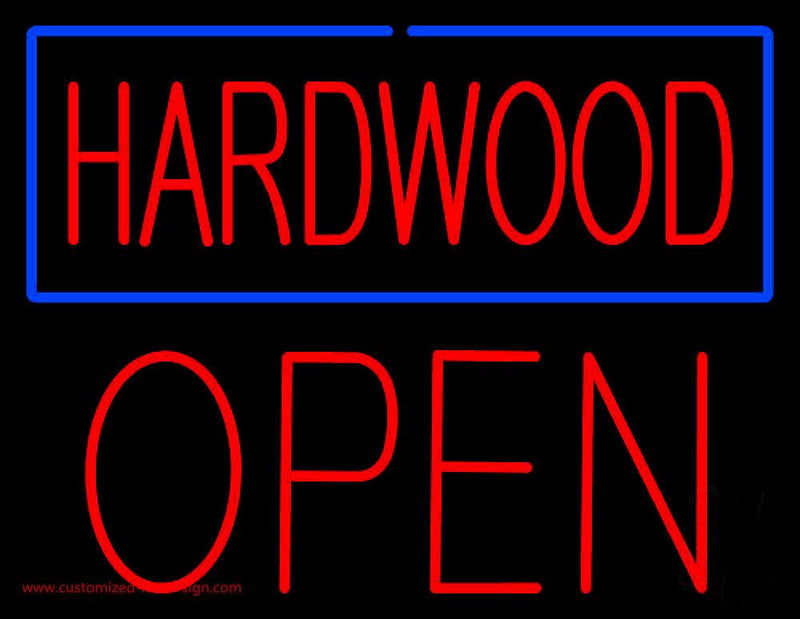 Hardwood Block Open Handmade Art Neon Sign