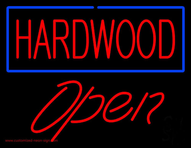 Hardwood Script1 Open Handmade Art Neon Sign
