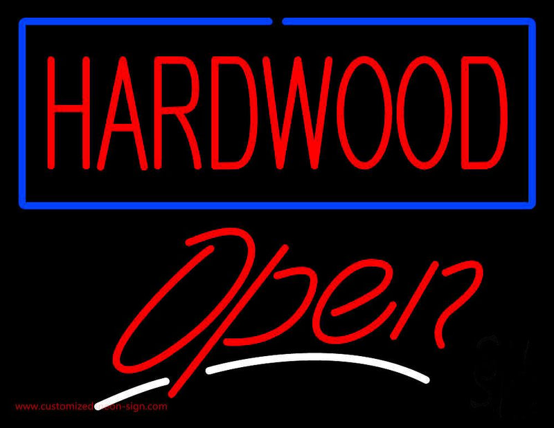 Hardwood Script2 Open Handmade Art Neon Sign