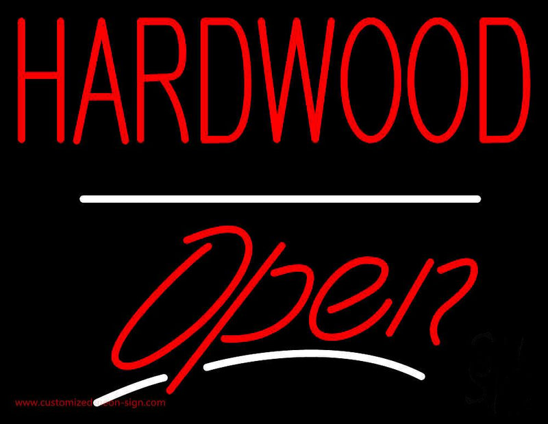 Hardwood Script2 Open White Line Handmade Art Neon Sign