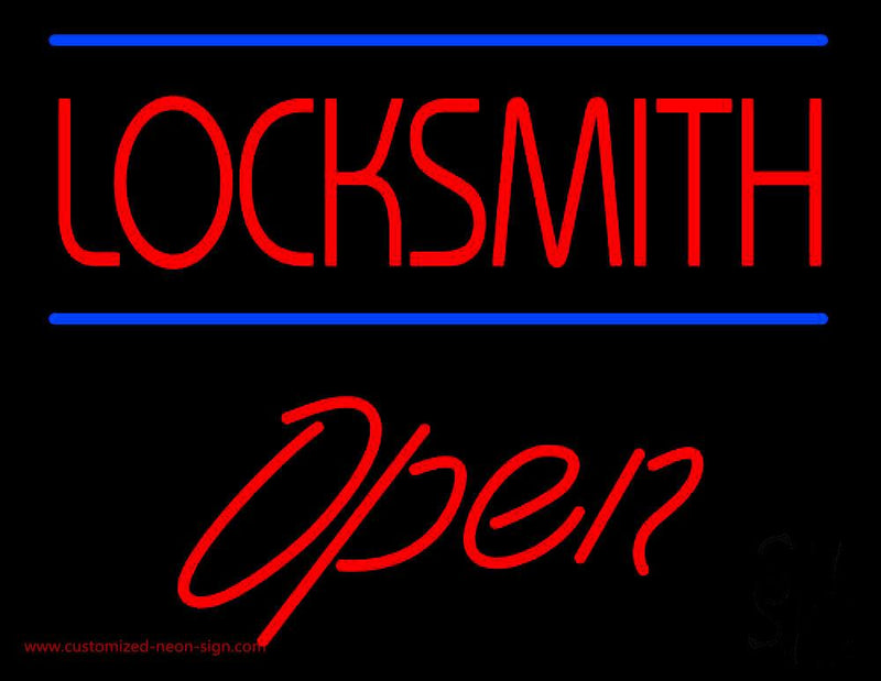 Locksmith Script1 Open Handmade Art Neon Sign