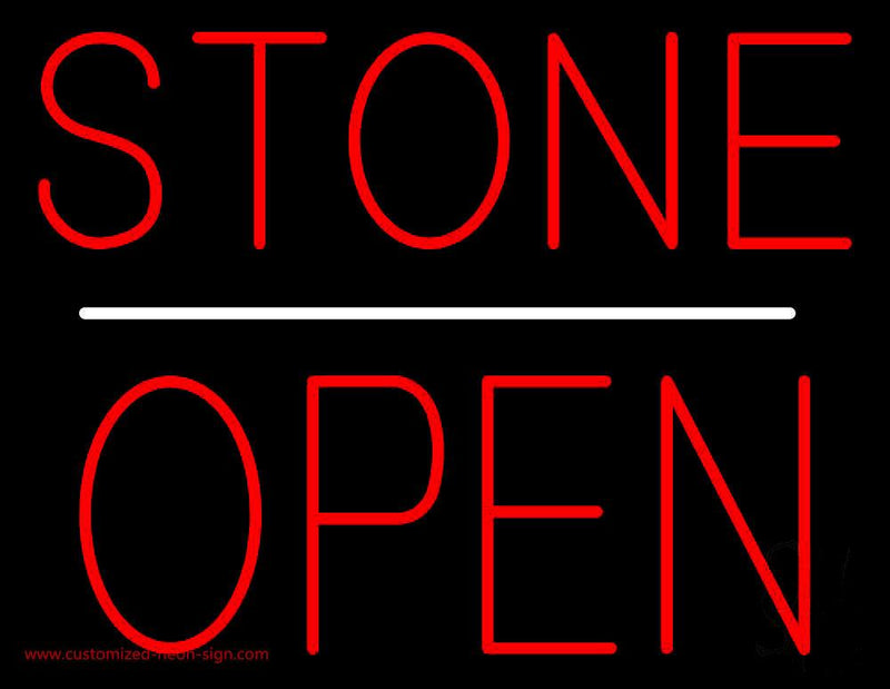 Stone Block Open White Line Handmade Art Neon Sign