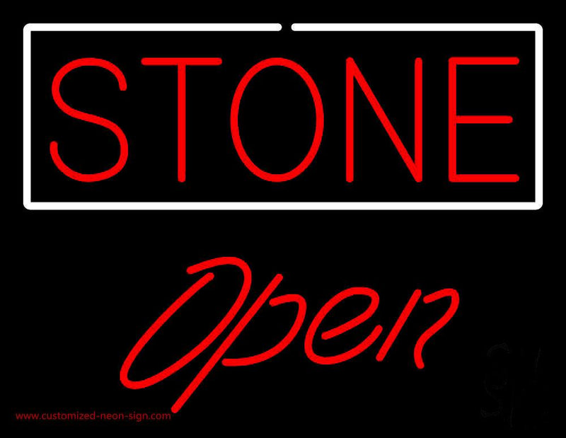 Stone Script1 Open Handmade Art Neon Sign